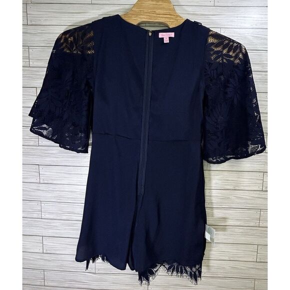 Lilly Pulitzer Women's Jackelin Romper Dress True Navy Fern Gallery Lace Size 8 - Picture 8 of 11